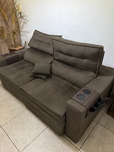 Sofá Retrátil e Reclinável 2,00m cor: Café