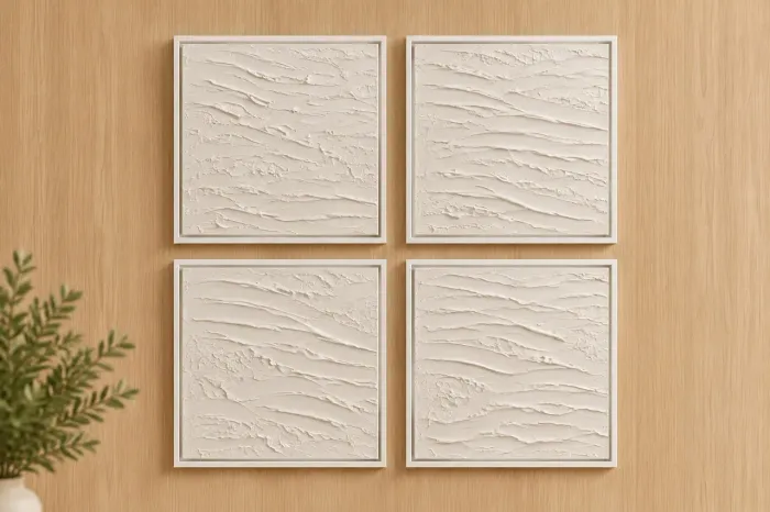 Quatro quadros texturizados brancos 30x30 cada