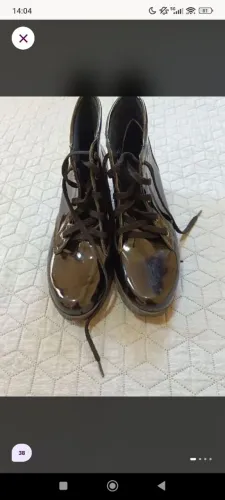 Bota feminina coturno verniz cor preta tamanho 38