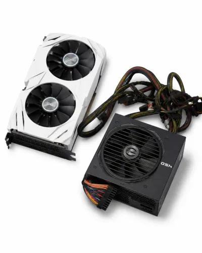 Kit 4 peças para computador (placa de vídeo, placa mãe, fonte e processador)