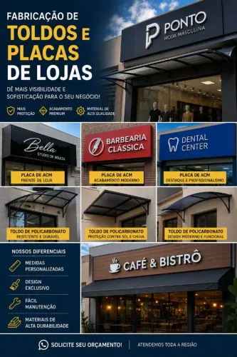 Placas de acm e toldos