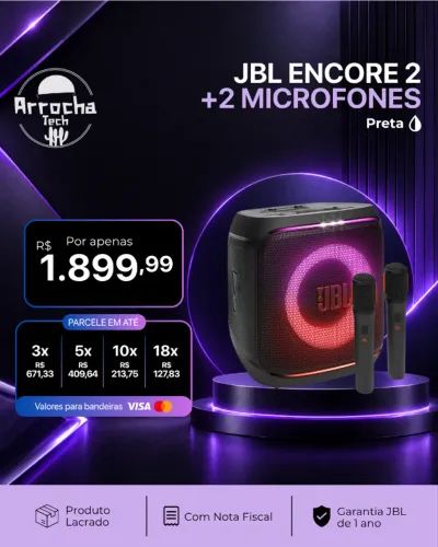 Caixa de Som JBL Encore 2 Com Microfones - Preta - Lacrada - Com NF - Garantia 1 ano