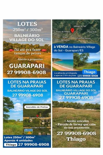 Praia Guarapari, Lotes Escriturados  Village do Sol da um Tanque de Peixe, parcelo, troco 