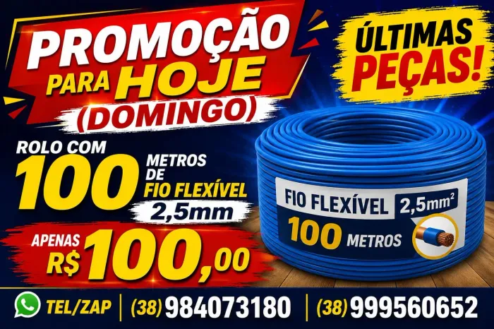 Fio flexivel 2,5 mm, rolo de 100 metros R$100
