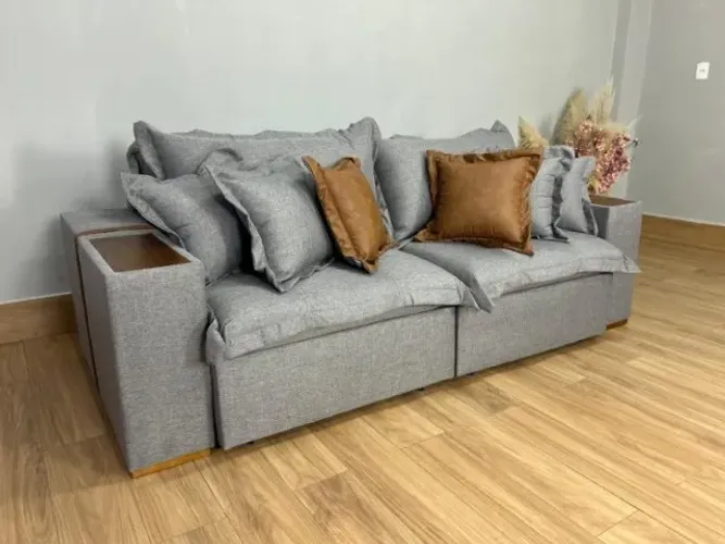 Sofá Cama Retrátil Reclinável Gabriella 2,50m Linho D33 Novo!! Pronta Entrega!!