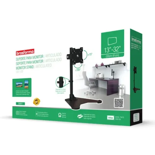 Suporte Para Monitor Ergonômico De 13 A 32 Brasforma Bm810