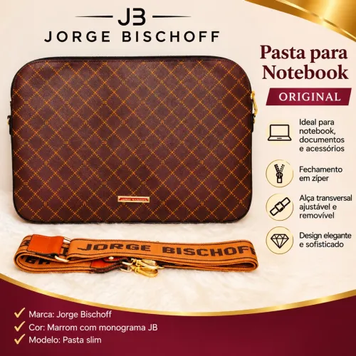 PASTA PARA NOTEBOOK JORGE BISCHOFF MONOGRAMA MARROM - ORIGINAL