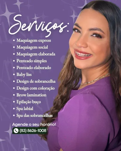 Maquiagem, penteado e design de sobrancelha 