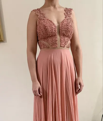 Vestido Madrinha Rosé Pedraria