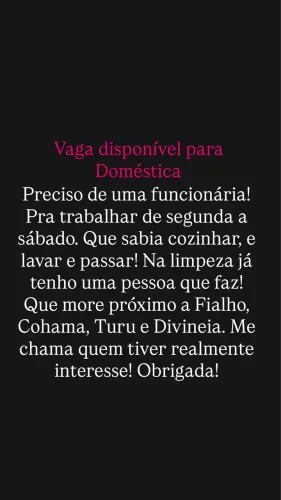 Vaga disponível 