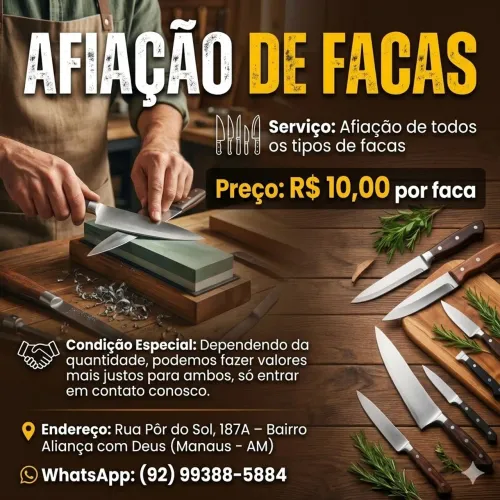Amolação de todos os tipos de facas