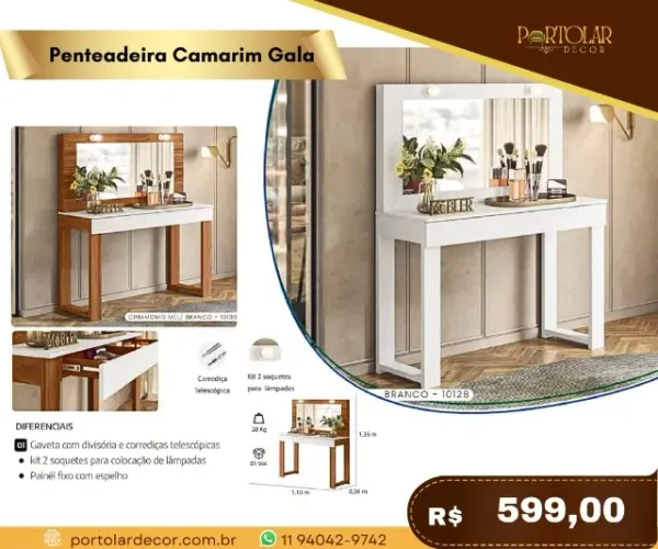 Penteadeira camarim Gala, a pronta entrega
