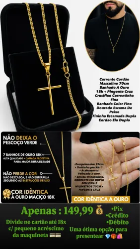 Corrente cordão Masculina banhada a ouro 18k não cair a cor ! Top de linha