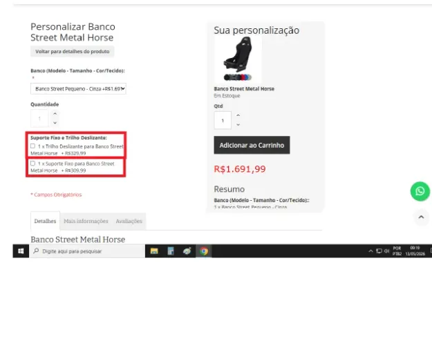 banco concha metal horse tamanho P 