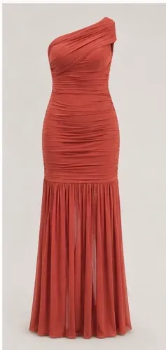 Vestido para festa longo terracota