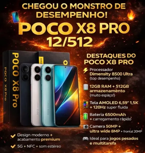 Poco x8 pro 5g versão 256gb/512gb