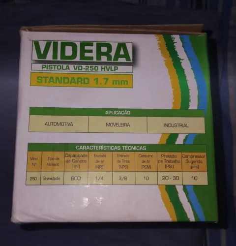 Pistola de Pintura HVLP Videra VD-250 (Bico 1.7mm) - Qualidade Profissional