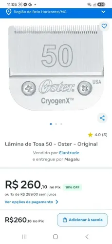 Lâminas de tosa da oster 