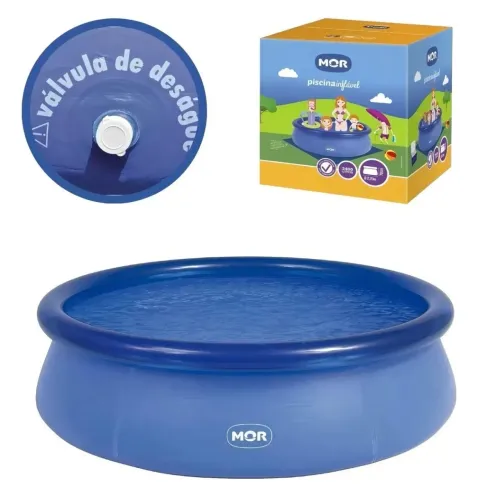 Piscina inflável redonda 3400 litros MOR + capa + kit limpeza e bomba de filtro
