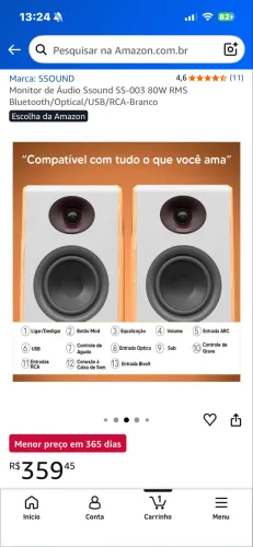 Caixa monitor audio Ssound 80w novissimo