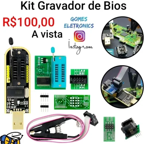 Gravador Eprom Bios Ch341a + Pinça + Adaptador Soic8 (Loja Fisica)