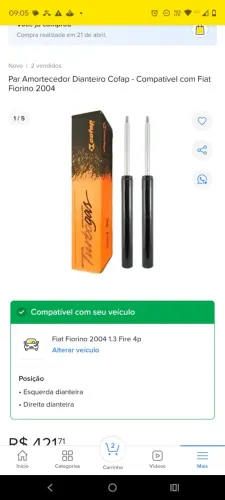 Amortecedor dianteiro cofap ano 93 pra Fiorino e Uno
