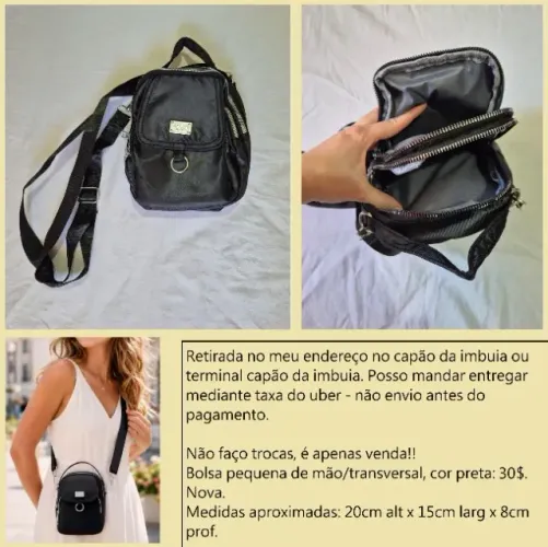 Bolsa pequena transversal preta nova