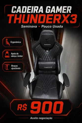 Cadeira Gamer ThunderX3 Seminova - Pouco Usada