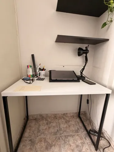 Mesa de Escritório/Home Office Estilo Industrial - Branca e Preta