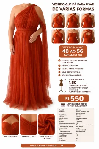 Vestido Multiformas Terracota / Laranja Queimado 