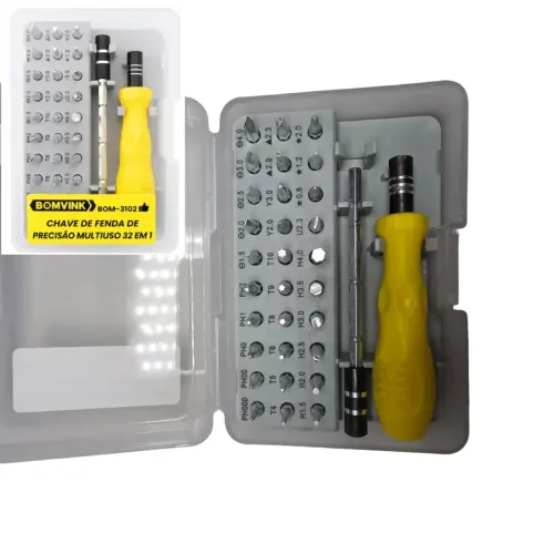 Kit Jogo de Chaves de Precisão com 30 Bits e Extensor 32 Peças - Bomvink