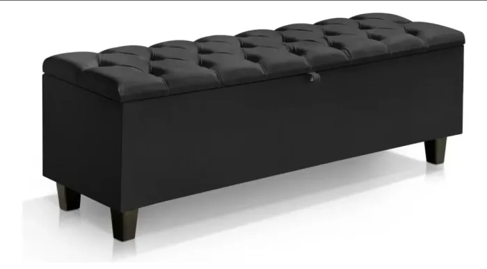 Recamier Com Baú Puff Banco Organizador 150cm Queen Cama