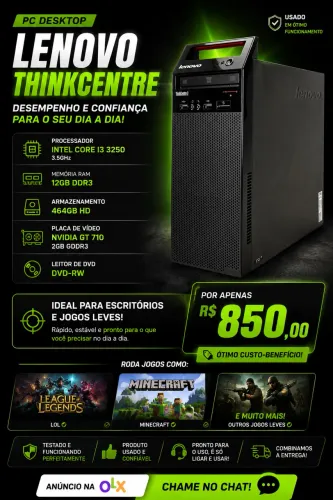 COMPUTADOR I3 COM PLACA DE VÍDEO