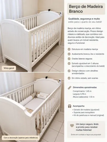 Berço de Madeira branco