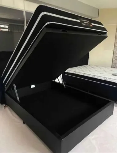 Cama Box Baú Casal 1,38 x 1,88 m | Pistão a Gás + Blindagem | Alta Resistência
