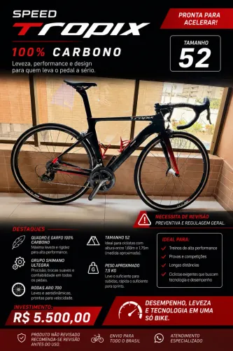 BICICLETA SPEED TROPIX CARBONO - TAM 52