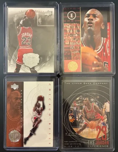 Kit 4 Michal Jordan Variados Grandes Coleções Designs Únicos Card NBA Carta Bulls
