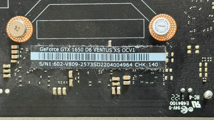 Placa de Vídeo MSI GeForce GTX 1650 4GB GDDR6 Ventus XS OC - Excelente Estado