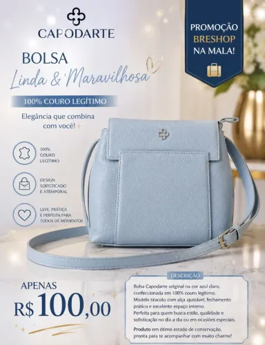 BOLSA CAPODARTE - COURO LEGÍTIMO | AZUL-CLARO