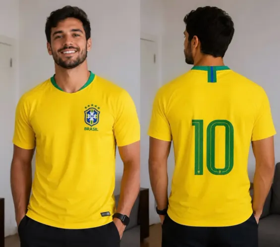 Camiseta Masculina Brasil Copa do Mundo  R$ 50