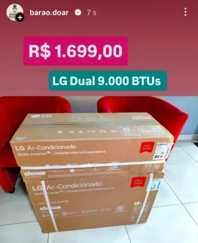 Ar Split LG Dual Inverter 9000 BTUs + Novo + Nota + 1 Ano Garantia + Cartão 12X
