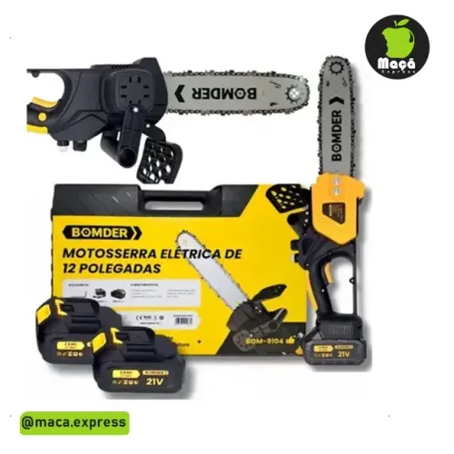 Motosserra sem fio Serra Elétrica com 2 bateria 21V Recarregável BOM-9104