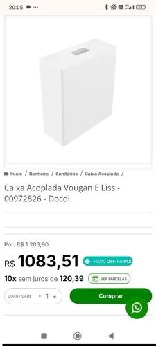 Caixa acoplada vougan-liss white