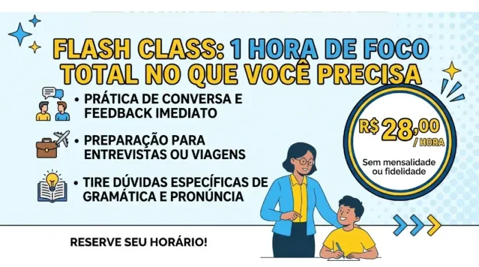 Aula Particular de Inglês - Treino de Conversação e Dúvidas