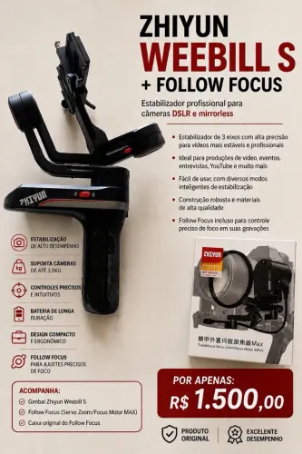 Gimbal Zhiyun Weebill S + Motor Follow Focus - Completo (Oportunidade)