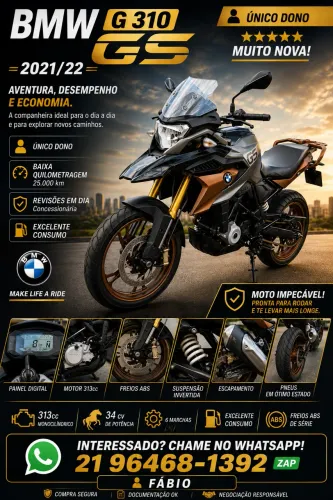 BMW G 310 GS 2021/2022 - Único Dono | 25.000 km