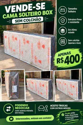 Cama Box Solteiro R$ 400 | Conservada | Aceito Troca