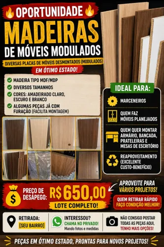 Lote Madeira MDF/MDP - Móveis Modulados Desmontados | R$650 Desapego