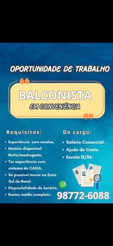 Vaga Balconista 