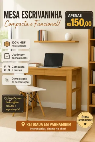 ? ESCRIVANINHA 100% MDF COM 2 GAVETAS | SEMI NOVA | R$ 150 ?